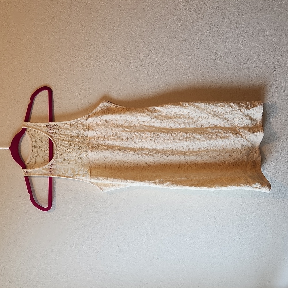 Hollister Cream Lace T-Back Dress